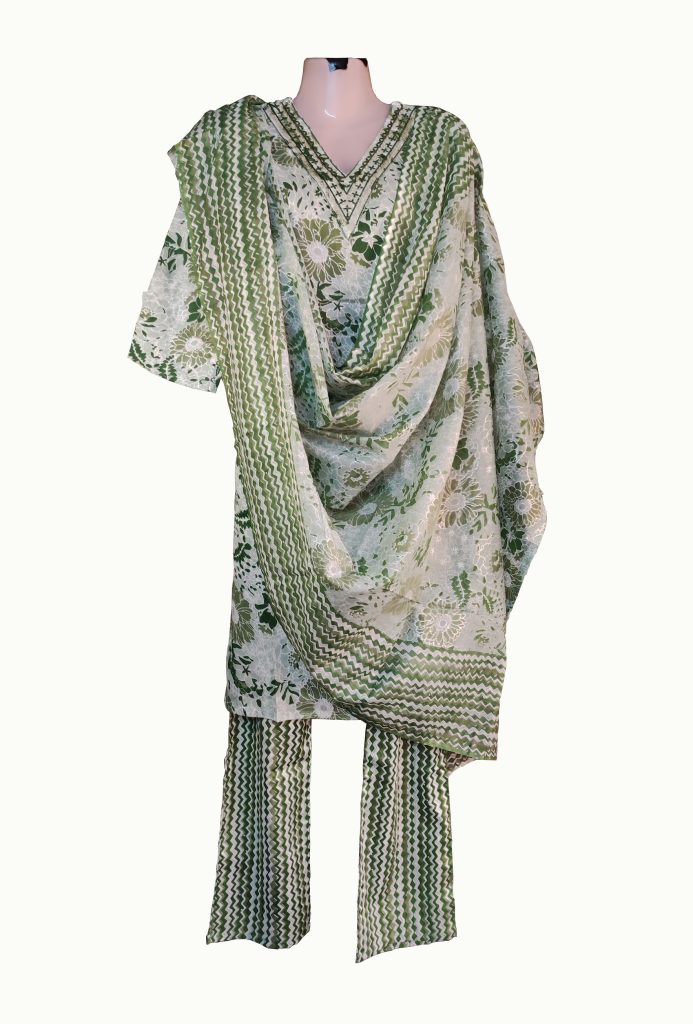 green_cotton_kurta_set